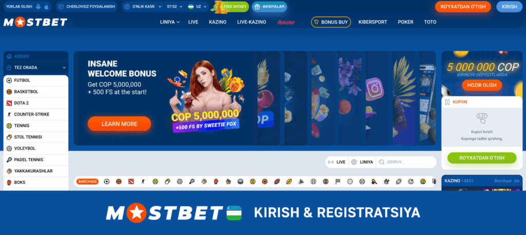 Mostbet UZ: Onlayn kirish va ro'yxatdan o'tish